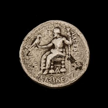 ANTIKT MYNT, silver. Alexander den Store. Ca 16.7g.
