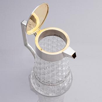 A Russian silver and cut-glass decanter, mark of Otto Maxelius, St. Petersburg around 1890.