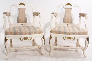 ARMLÄNSTOLAR, ett par, rokokostil, 1900-tal.