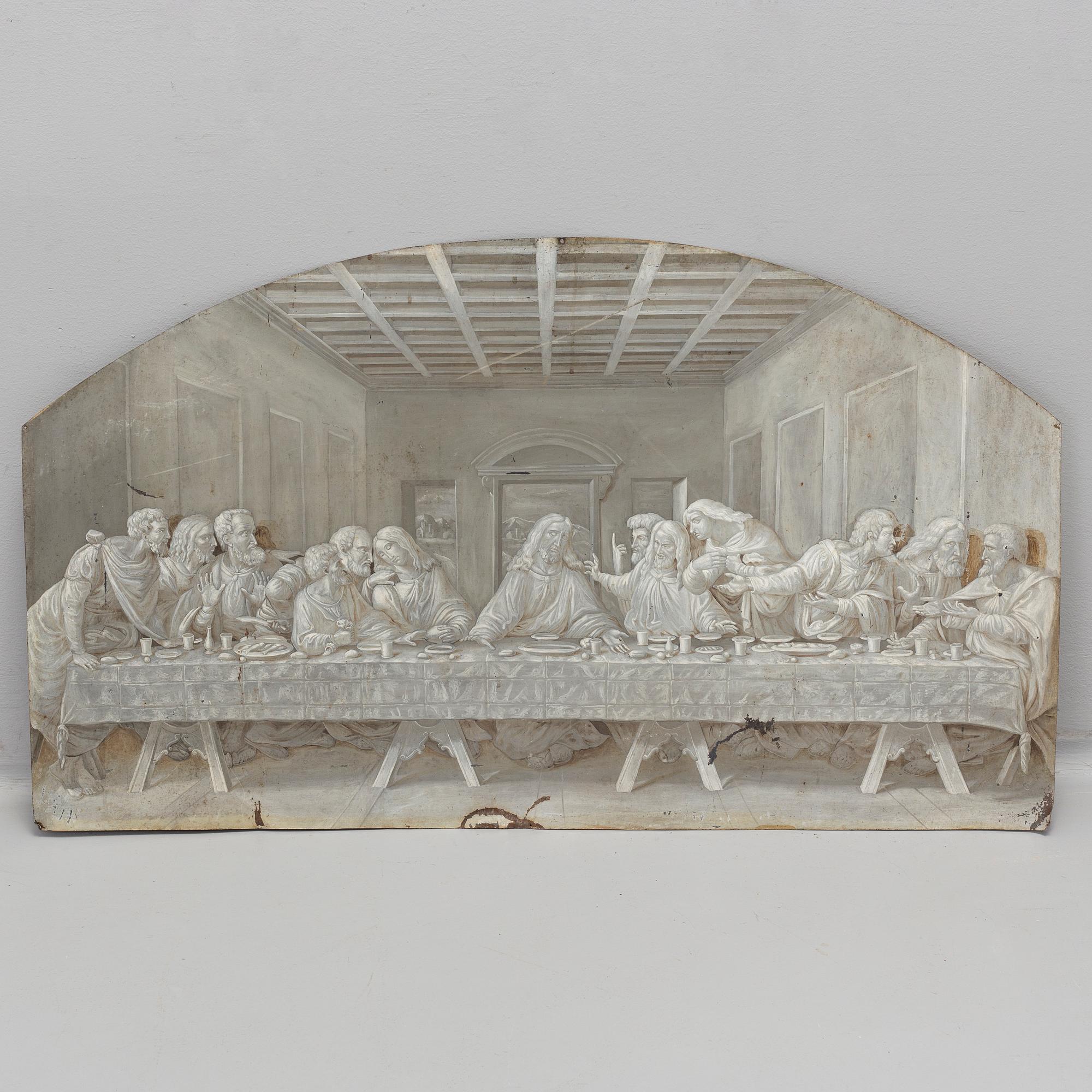UNKNOWN ARTIST, tinplate, en grisaille, 19th century.