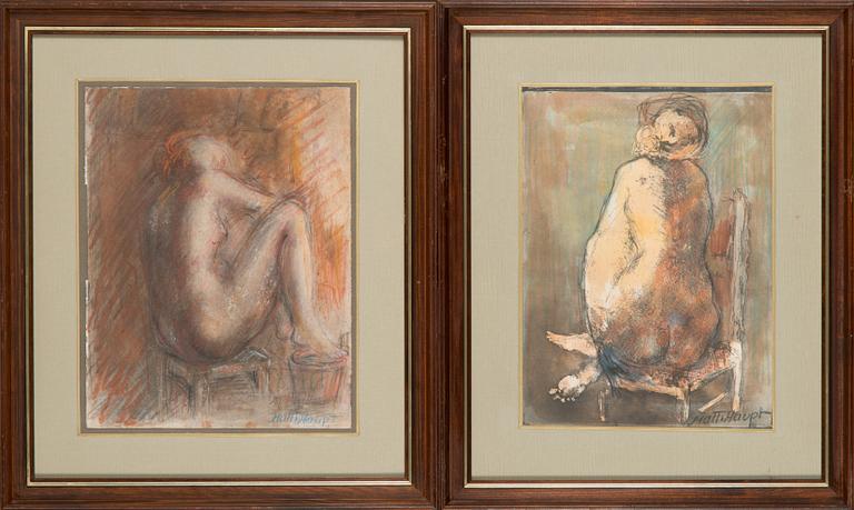 Matti Haupt, 2 pcs, mixed media, signed.