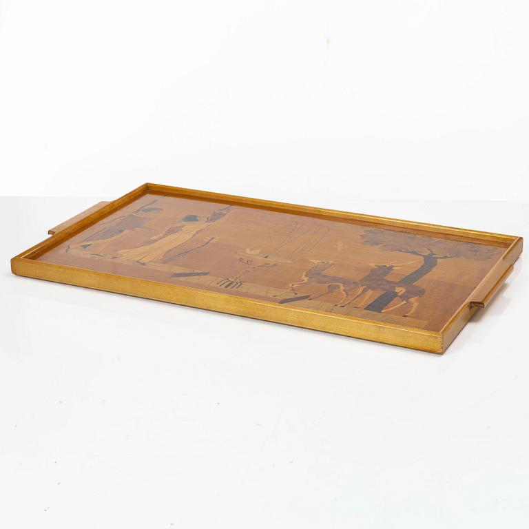 Birger Ekman, Tray, Mjölby Intarsia, 1940.