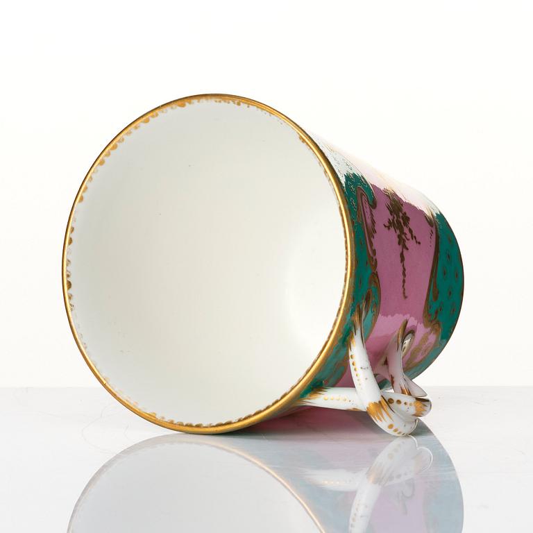 A French 'Sèvres' cup and tremleuse saucer, 19th Century.