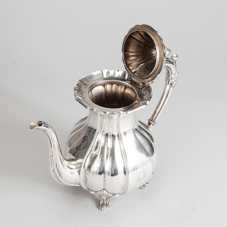 KAFFESERVIS, 3 delar, silver, Kultakeskus, Tavastehus 1928. Vikt ca 1430 g.