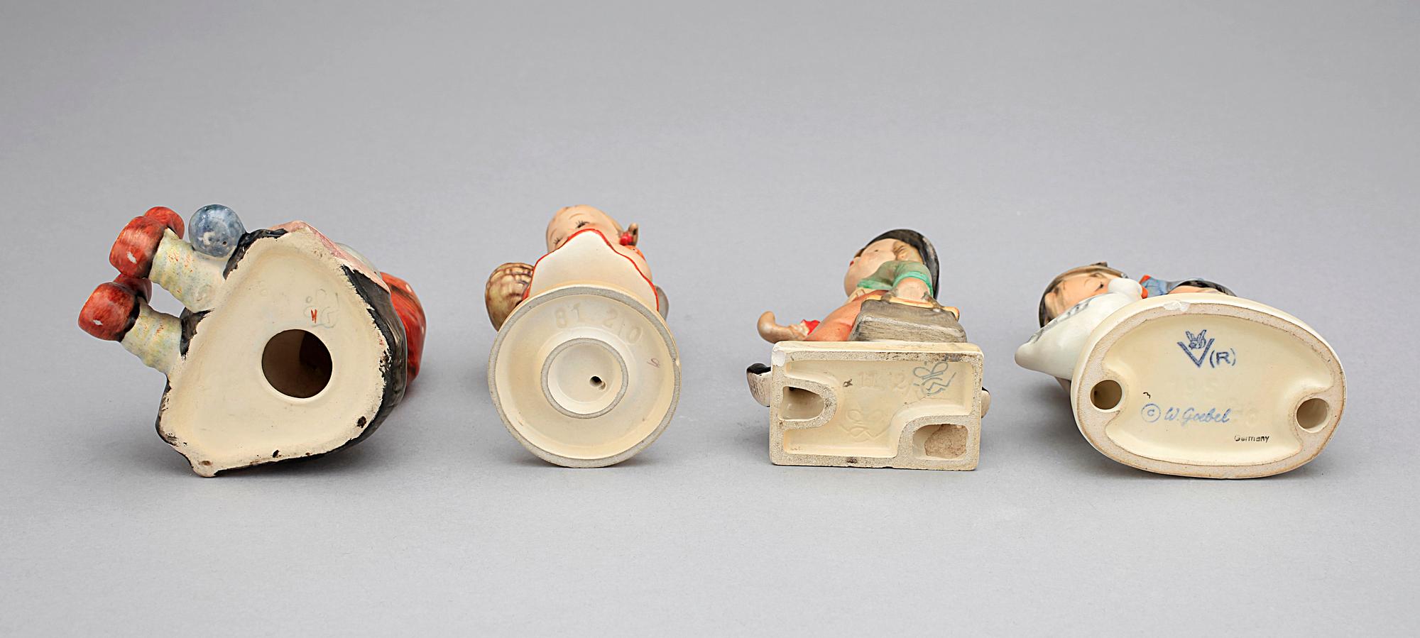 FIGURINER, 4 st, porslin, Goebel, Tyskland, troligen 1930-50-tal.