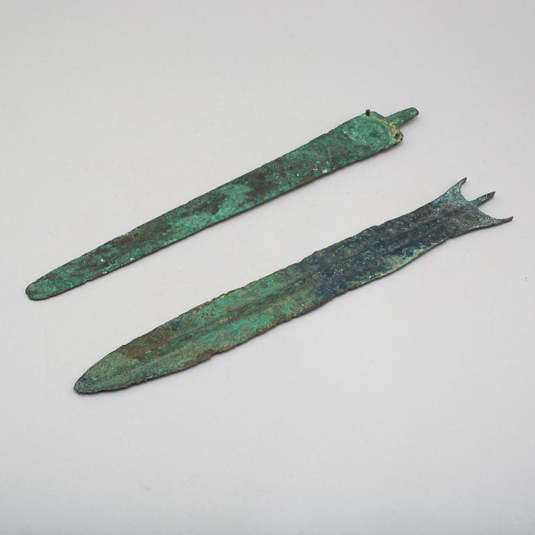 Two Loristani bronze sword blades around 1000 B.C.