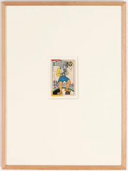 CARL OTTO HULTÉN, collage på spelkort. Signerad och daterad 1946.