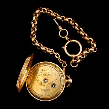 FICKUR, 18 k guld, innerboett märkt Pateck & Cie Geneve.