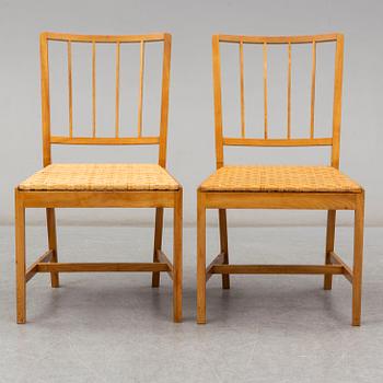 JOSEF FRANK, a set of six elm and rattan dining chairs, model 800.