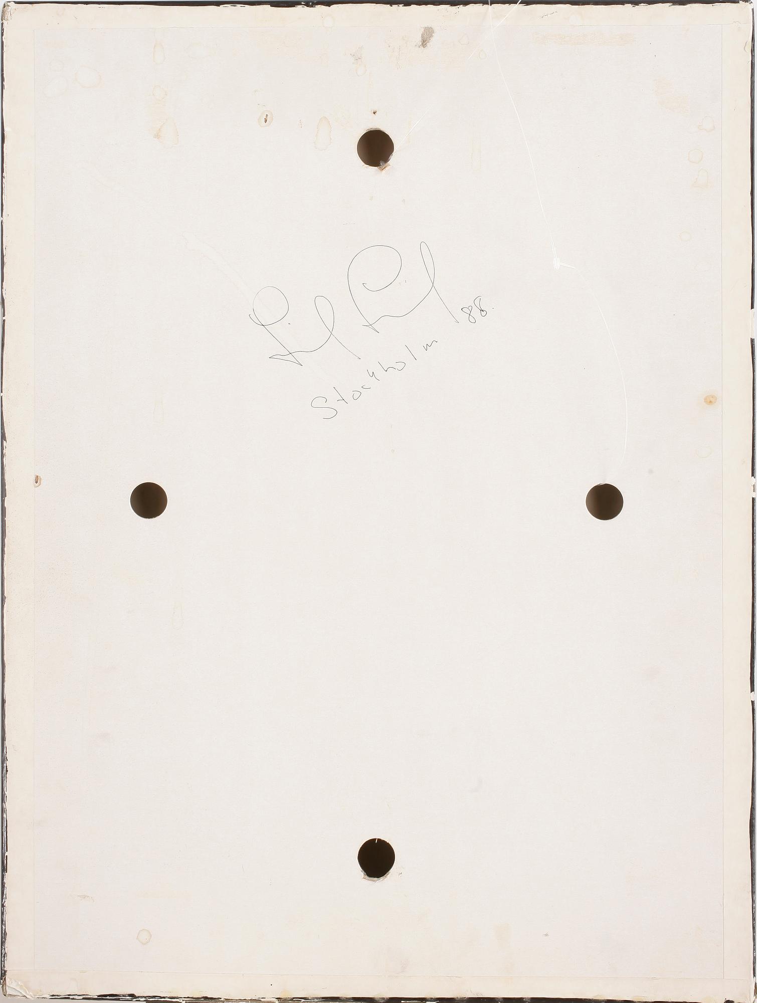 LEIF TJERNED, olja på papp-pannå med ovan tryckt collage, signerad. Daterad Stockholm- 88 a tergo.