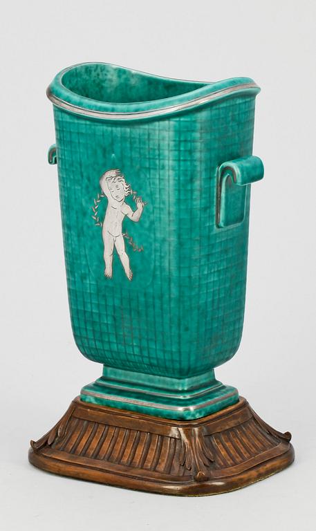 VAS, med sockel, stengods, Argenta, Wilhelm Kåge, Gustavsberg.