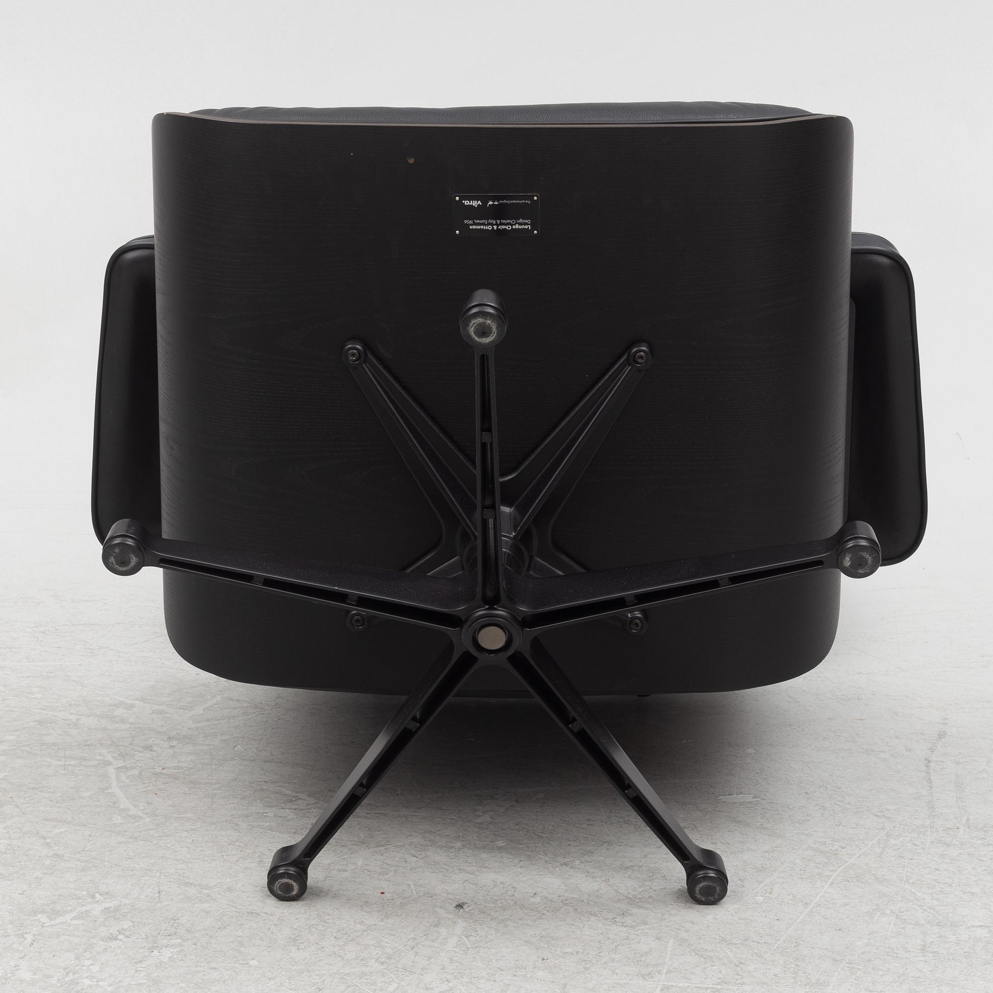 Charles & Ray Eames, an "Eames Lounge Chair" with ottoman, Vitra, 21st century.