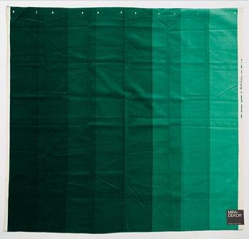 Verner Panton, CURTAINS, 3 PIECES, AND SAMPLERS, 10 PIECES.  Cotton velor. A variety of green nuances and patterns. Verner Panton.