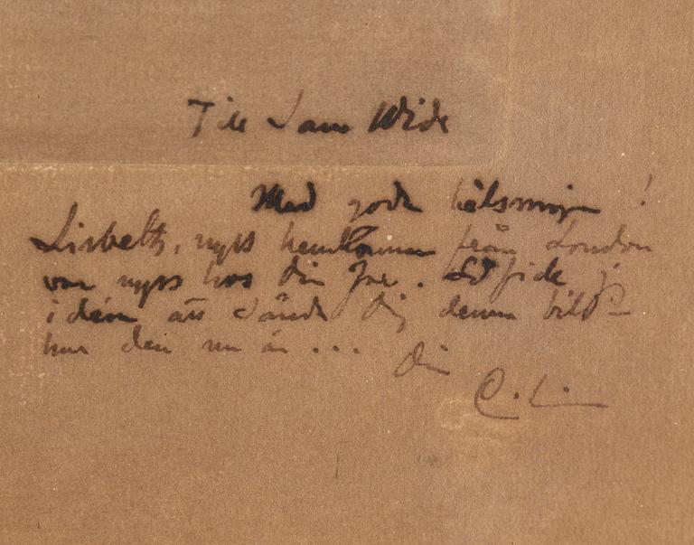 CARL LARSSON, etching, signed C.L. with dedication. "Dean C.F. Pettersson". State 1. Executed 1908.