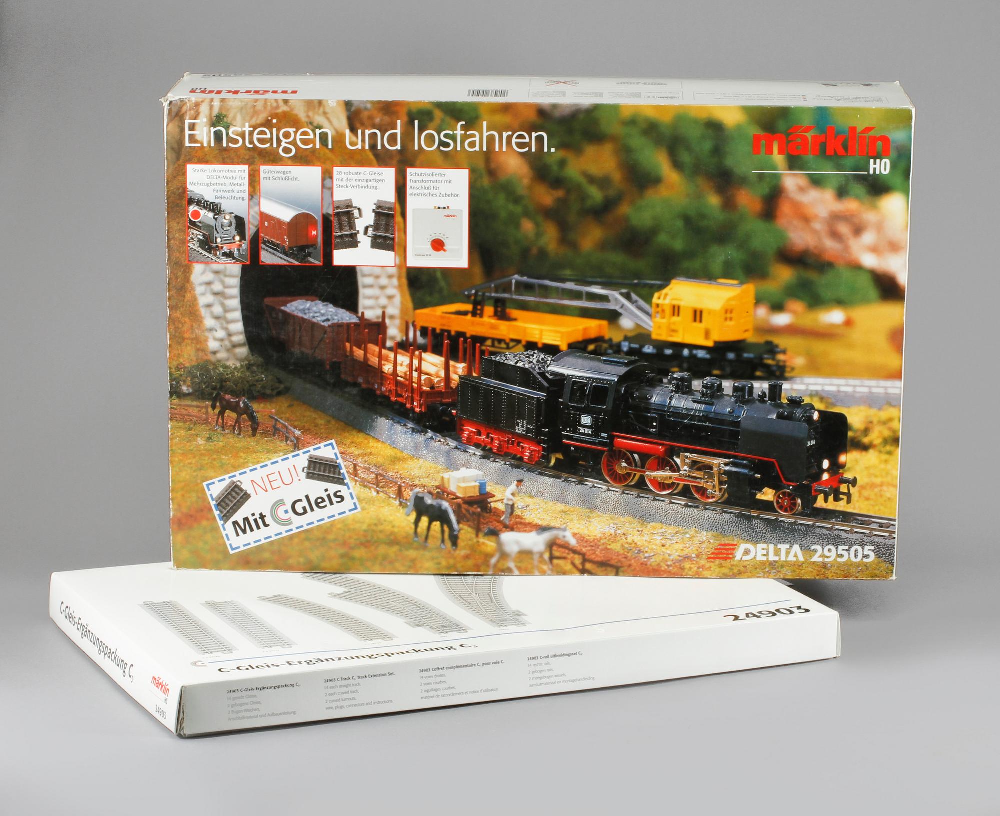 VAGNAR, 5 st, LOK samt RÄLS, Märklin, 1900-talets andra hälft.