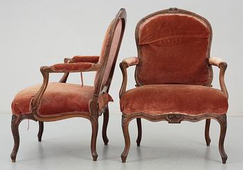 STOLAR, ett par, Louis XV stil, Frankrike, 1800-tal.