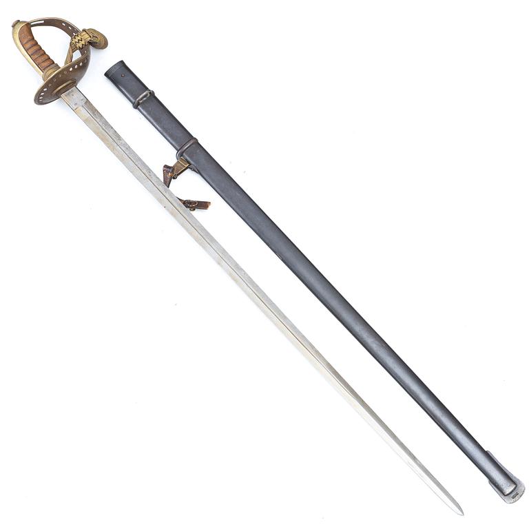 Swedish cavalry sabre, m/1893, for enlisted cavalrymen, with scabbard.