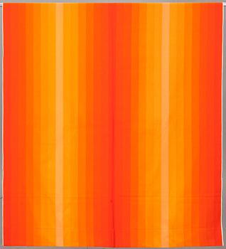 GARDINLÄNGDER, 4 st och PROVBITAR, 5 st, bommulskretong, Verner Panton för Mira-X. 1970-tal.