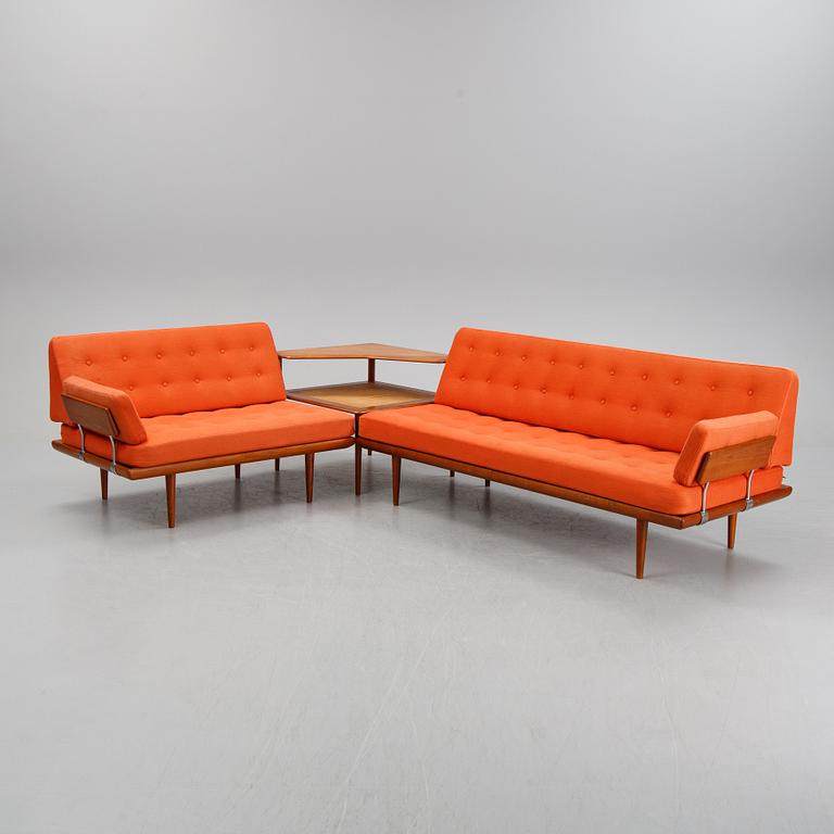 Peter Hvidt & Orla Mølgaard Nielsen, hörnsoffa med bord, 3 delar, "Minerva", France & Son, Danmark, 1950/60-tal.
