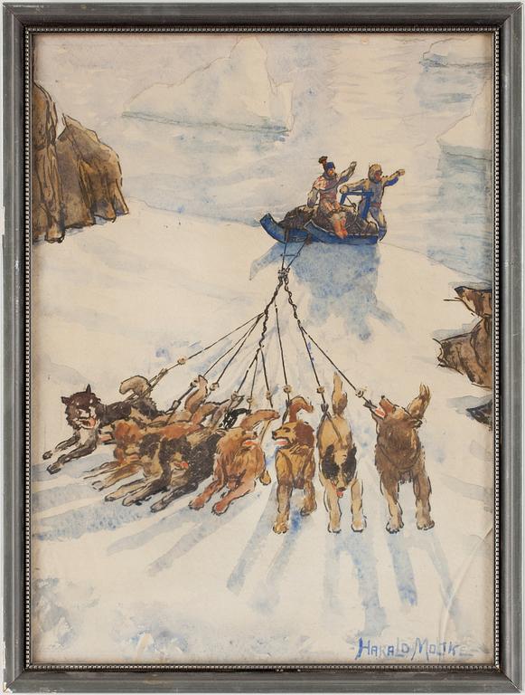 HARALD MOLTKE, akvarell, sign.