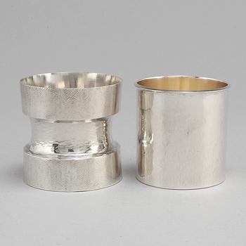 REY URBAN, 2 sterling silver beakers, Stockholm 1974 and  Fausing, Denmark.