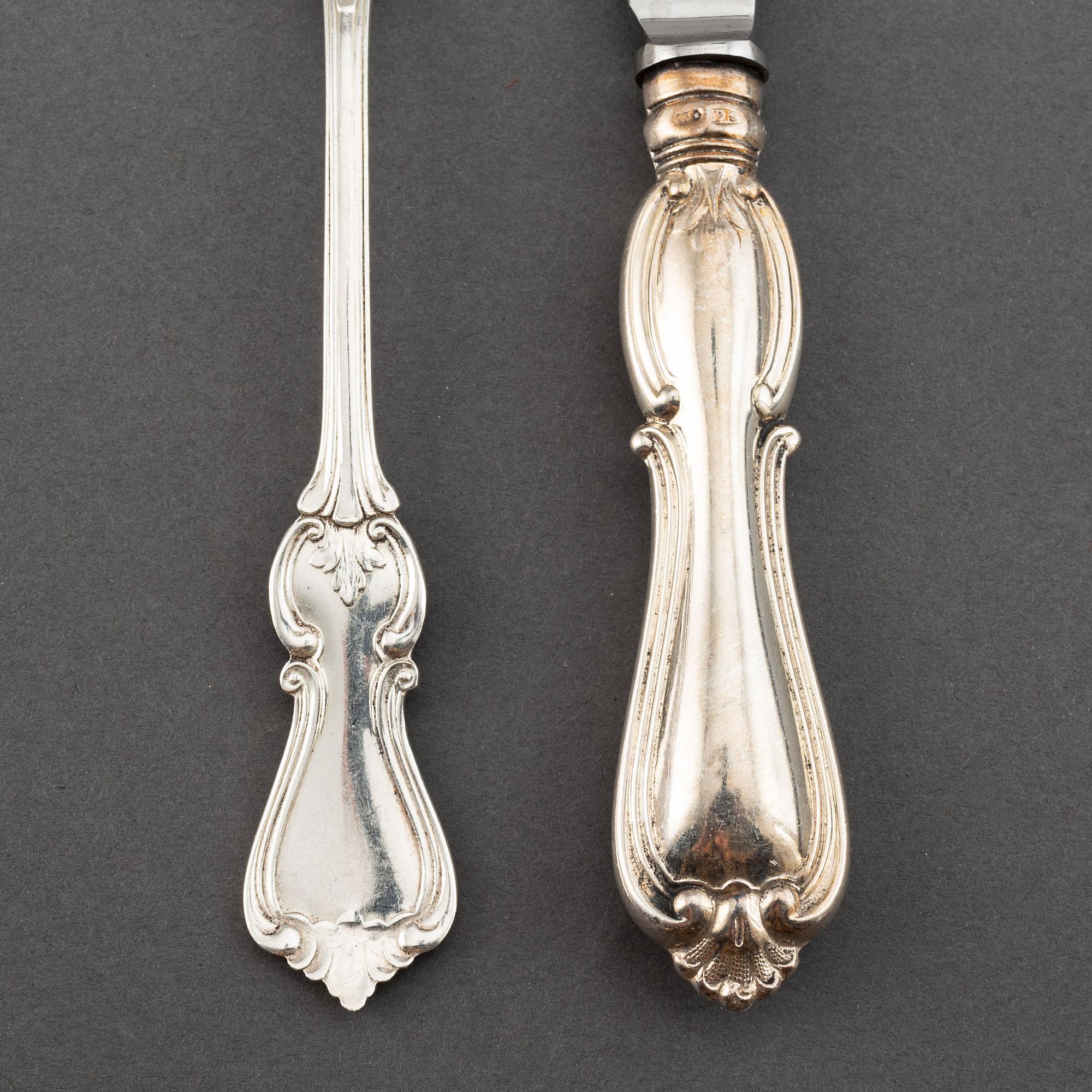 Bestickservis, 91 delar, modell Olga, silver, GAB, Stockholm/Eskilstuna, 1954-93.