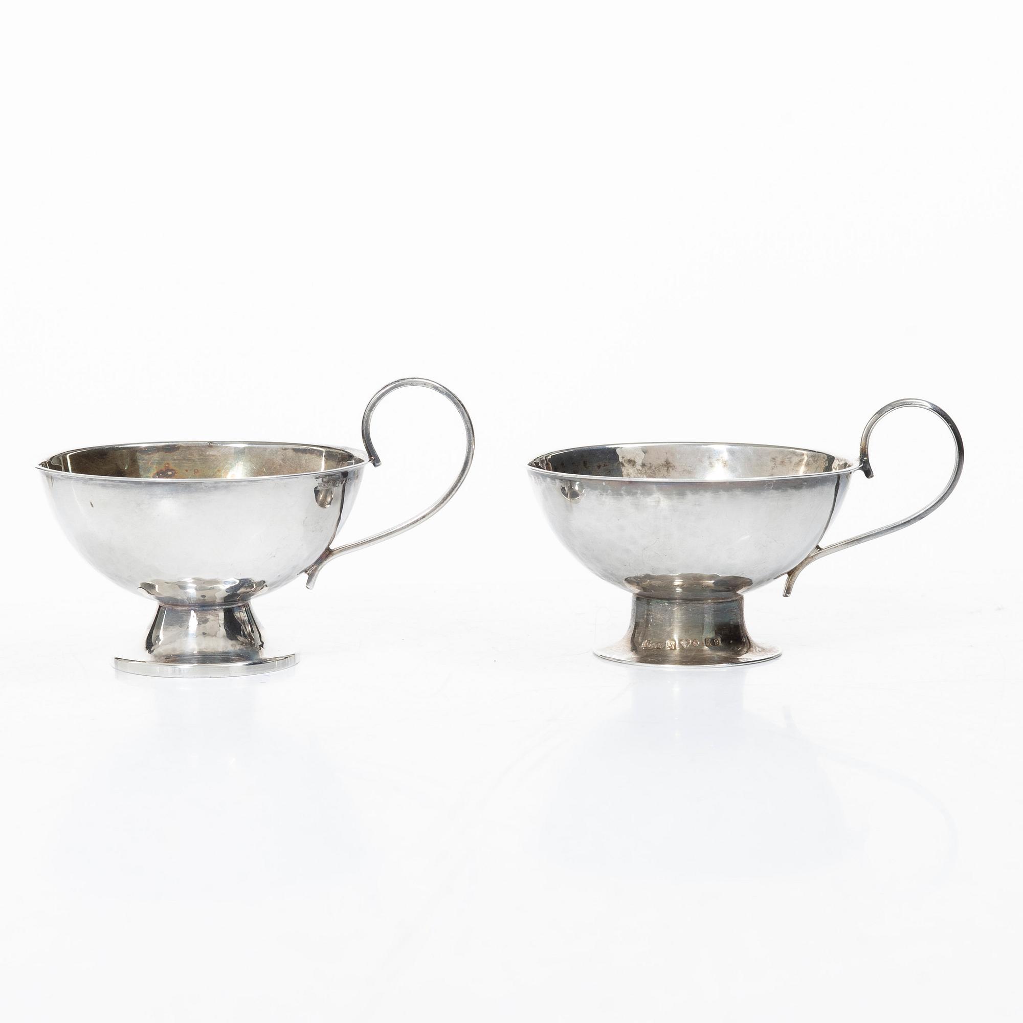 Punchmuggar, 7 st, silver, bl a Cesons, Göteborg 1985.