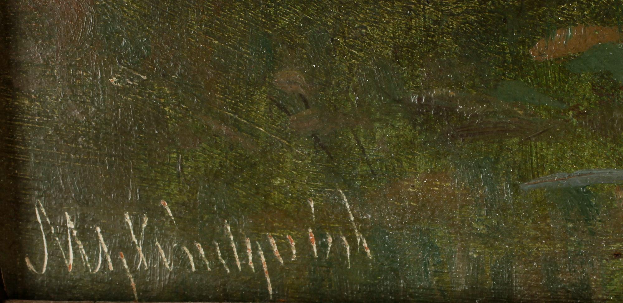 AXEL HJALMAR LINDQVIST, olja på pannå, signerad.