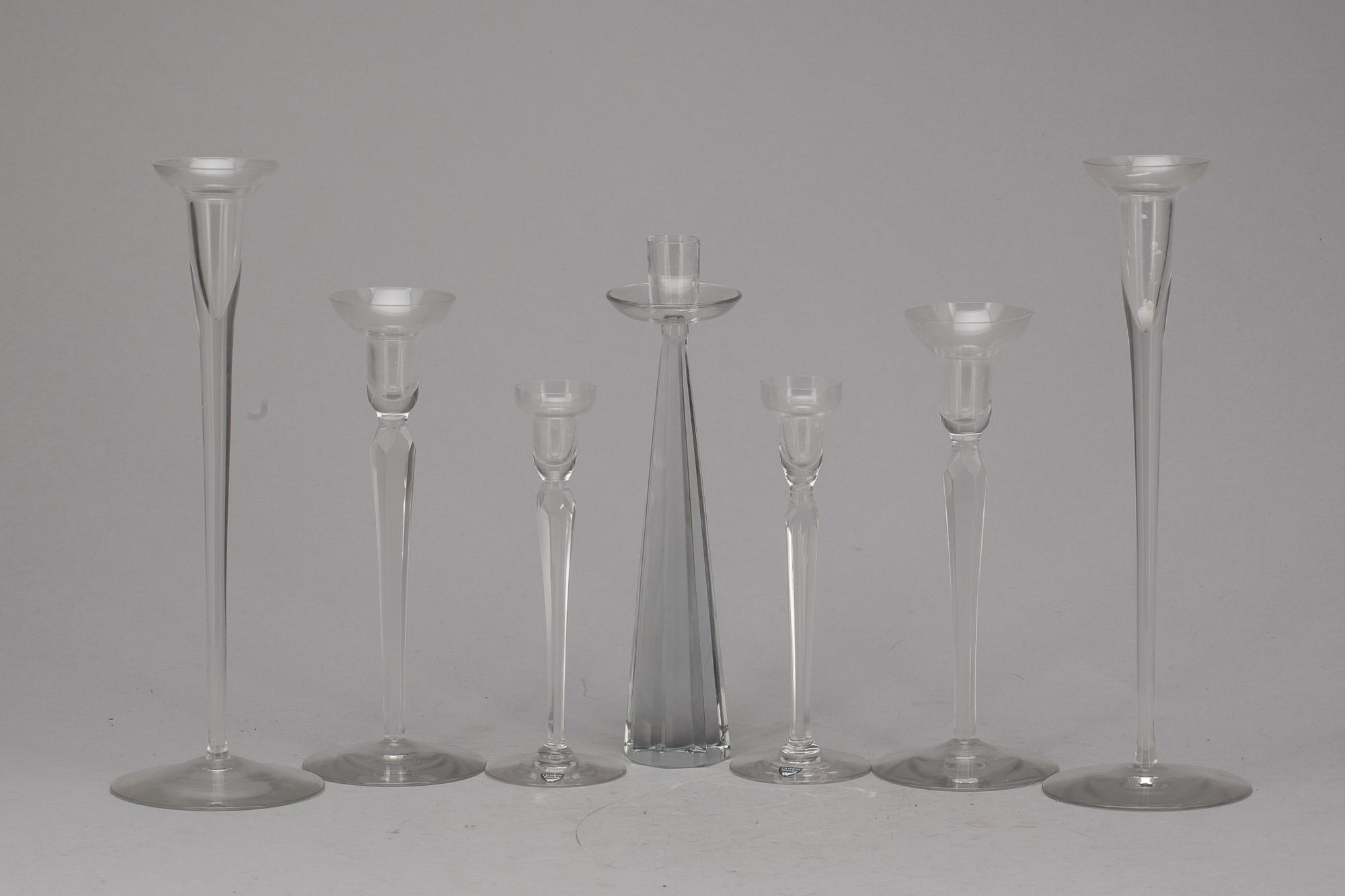LJUSSTAKAR, glas, 7 st. Bland annat Orrefors.