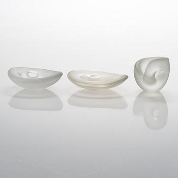 Three glass sculptures signed Timo Sarpaneva, Iittala, second half of the 20th century.