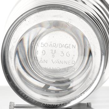 Vicke Lindstrand, an engraved and cut glass vase 'Pärlfiskare', Orrefors, Sweden 1936.