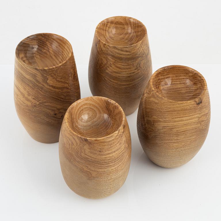 Magnus Ek, a set of four ash wood serving bowls for Oaxen Krog, 2020.