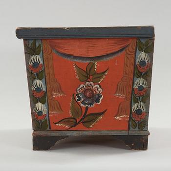 a folk art box from Bjuråker Hälsingland marked JMBD 1837.