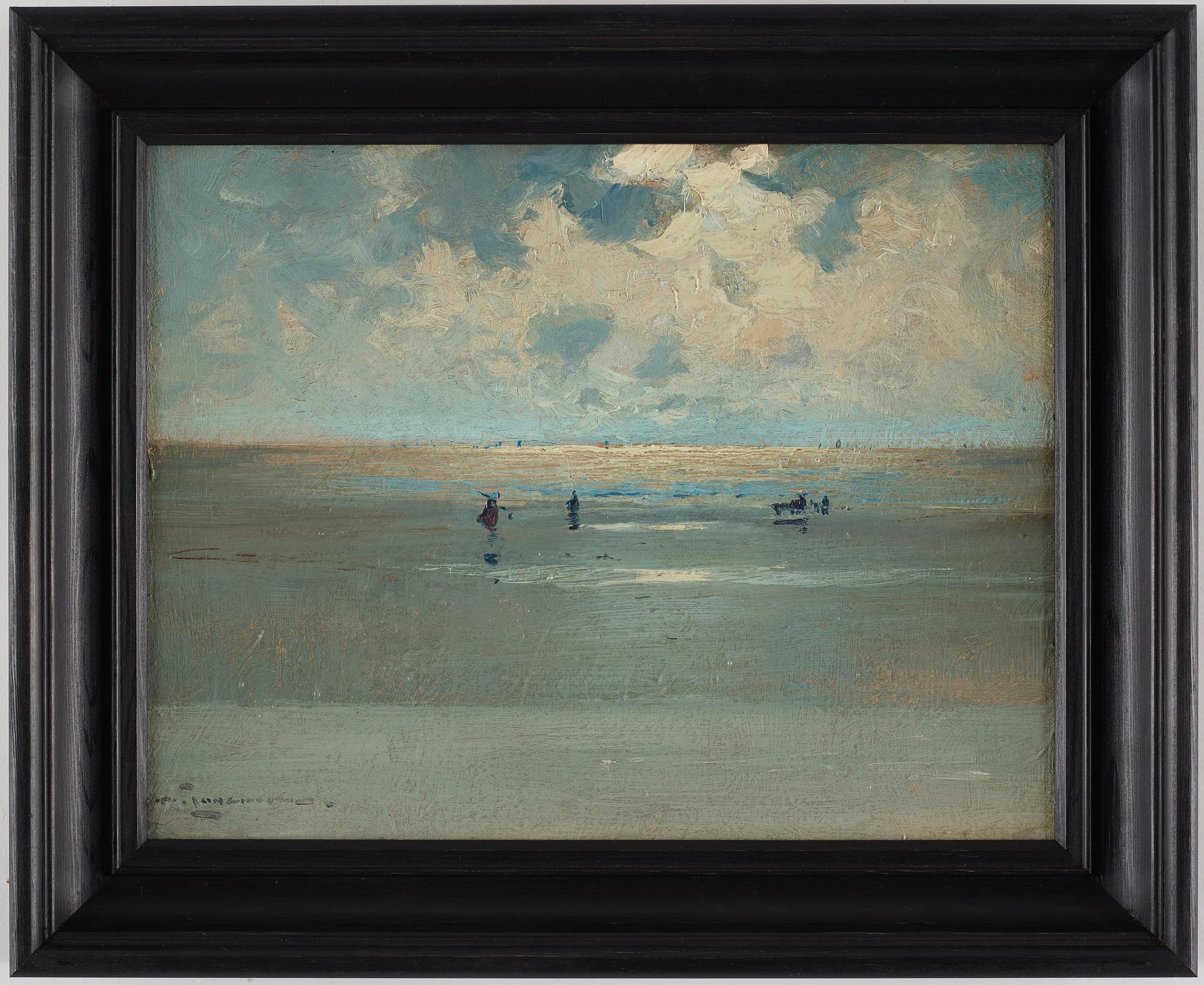 Arvid Johansson, Musselplockare, Frankrike, strandscen från Normandie eller Bretagne.