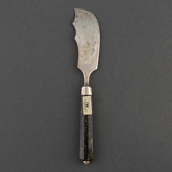 Sven Petter Dahlgren, pastejkniv, silver och porfyr, Uppsala 1852,