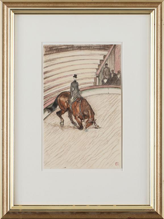 HENRI DE TOULOUSE-LAUTREC, efter, mapp med 17 st litografier, "Au Cirque", Librarie de France, 1900-tal.