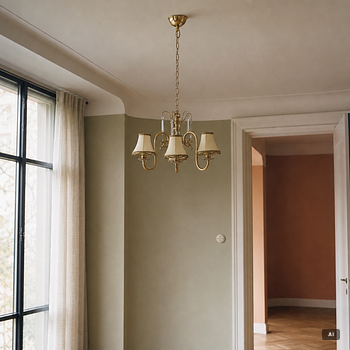 A ceiling lamp, brass, mid-20th century.