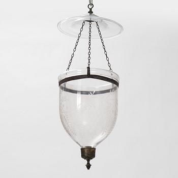 A glass ceiling lantern, around the year 1900.