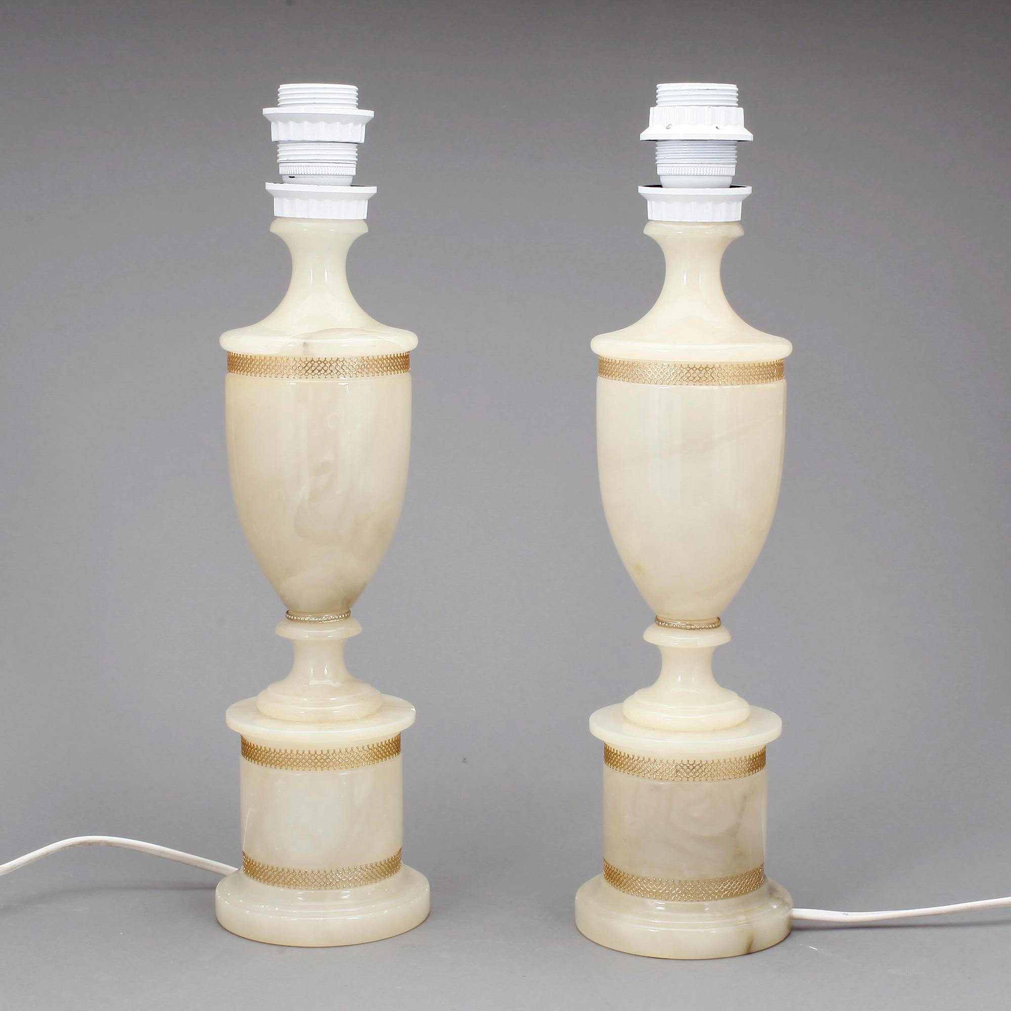 BORDSLAMPOR, alabaster, Guelfi & Cherici, Italien, 1900-tal.