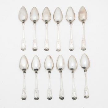 Petter Nordmark, skedar, 12 st, snäckmodell, Stockholm, 1834.