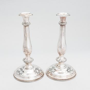 A pair of 19th-century Viennese silver candlesticks, Austro-Hungarian empire 1852.