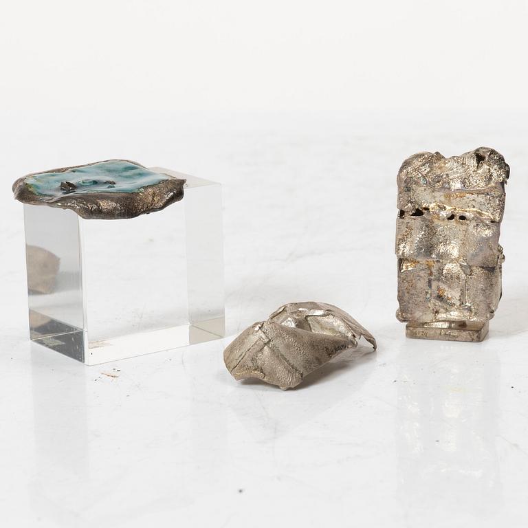 Lars Arby, a stamp and two small sculptures, silver, Gothenburg, Sweden.