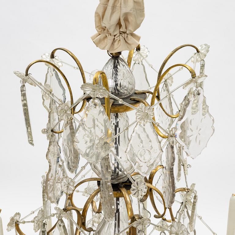 A rococo style chandelier, around 1900.