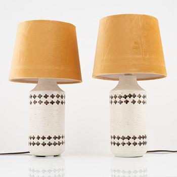 A pair of stoneware tablelamps, Bitossi, Italy, second half of the 20th century.