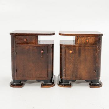 Bedside tables, a pair, first half of the 20th century.