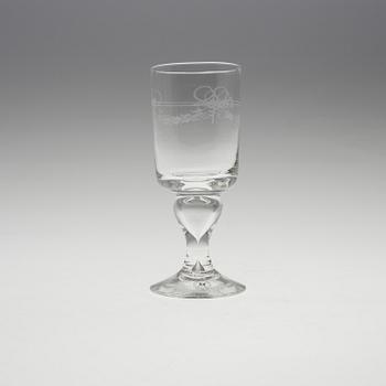 A set of twelve "Antik" wine glasses by Reijmyre Glasbruk.