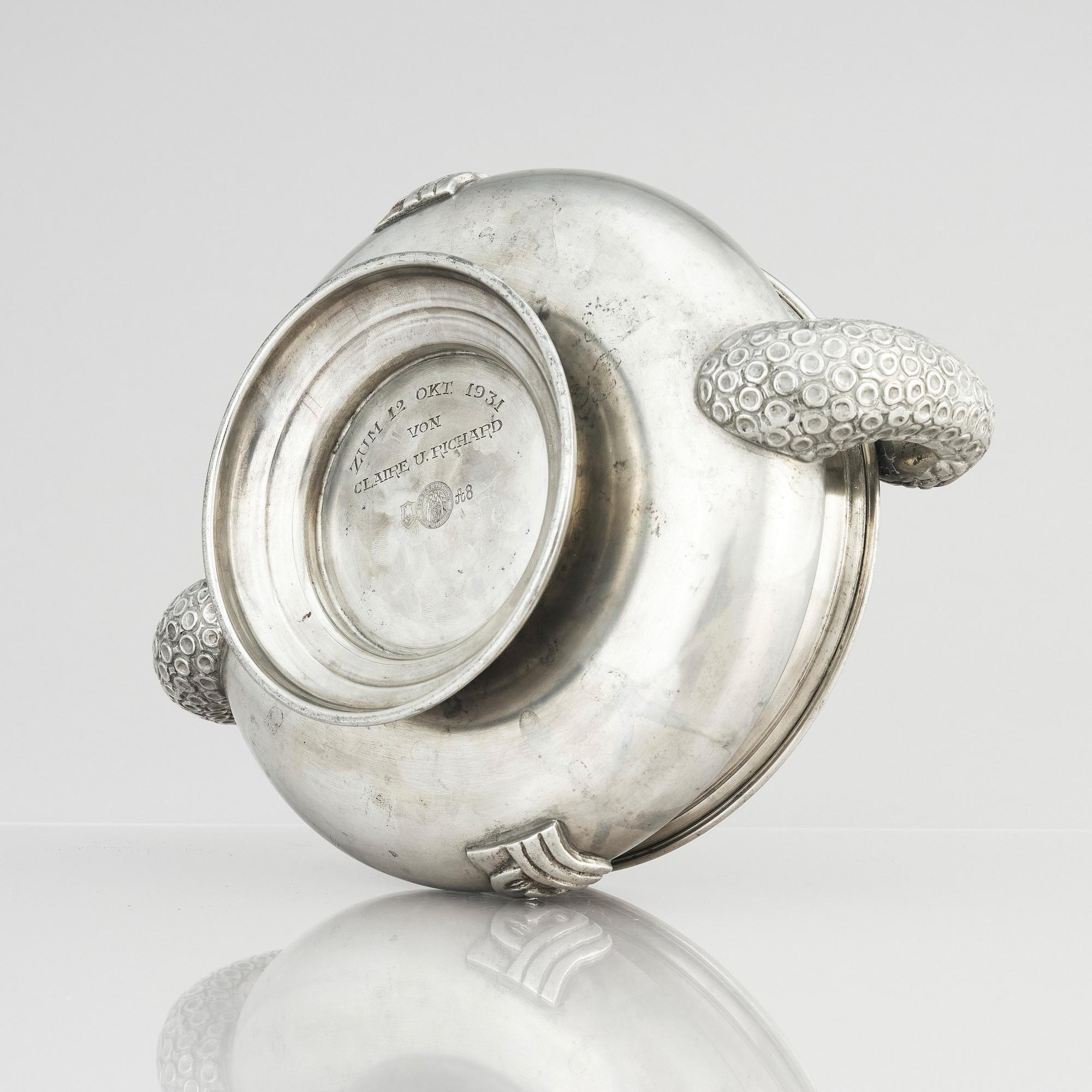 Anna Petrus, & Estrid Ericson, a pewter bowl with handles, Svenskt Tenn, Stockholm 1927.