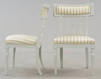 A pair of late Gustavian chairs by E Öhrmark, master 1777.