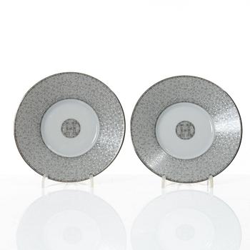 Hermès, cups with saucers, a pair, "Mosaique au 24".