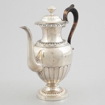 A Swedish Empire silver coffee pot, mark of Gustaf Möllenborg, Stockholm 1838.